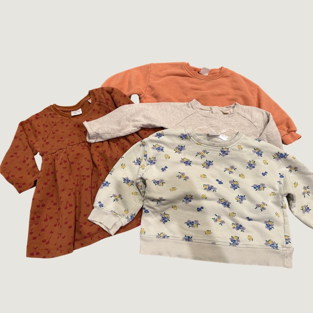 Zara Baby Girl Bundle 4pc‎ Sweatshirts and Cherry Dress Size 2-3 Years 98cm